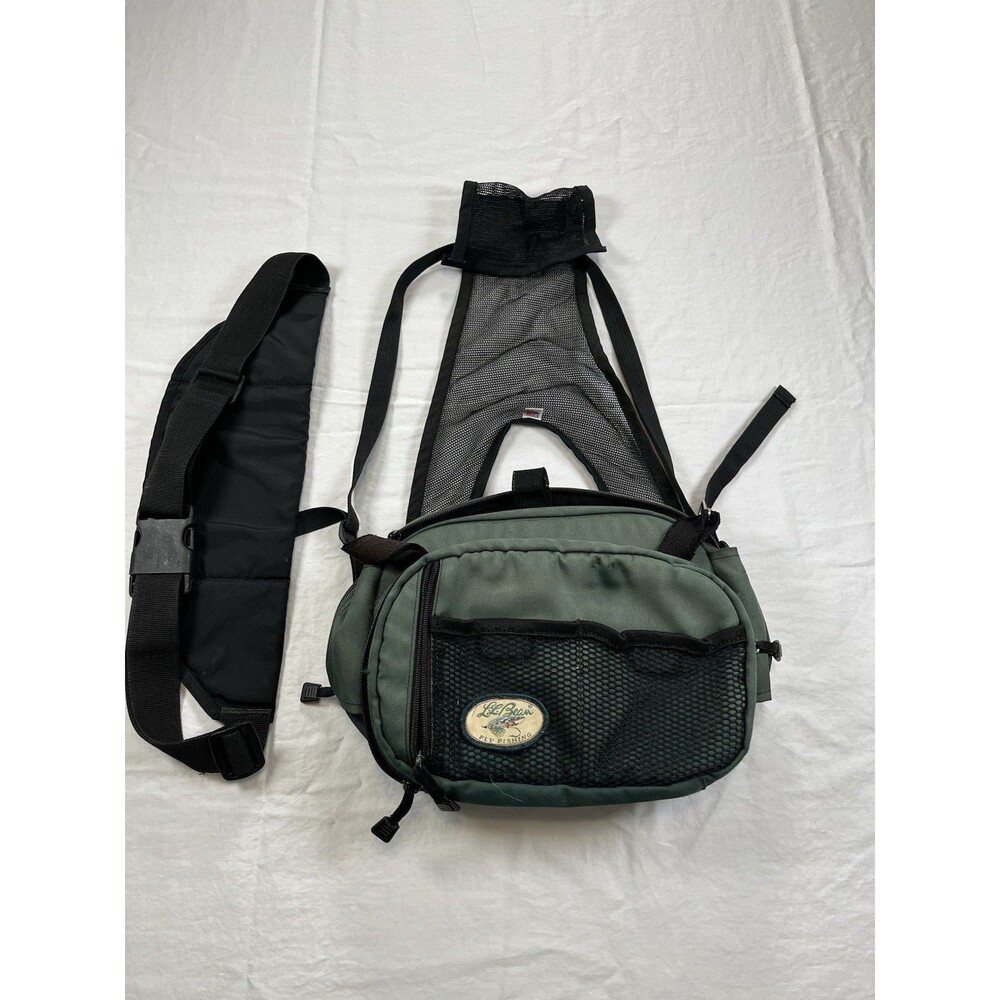 VTG L.L. Bean Fly Fishing Hip Pack Waist Bag Green Lumbar Fanny Sling 8719 90s